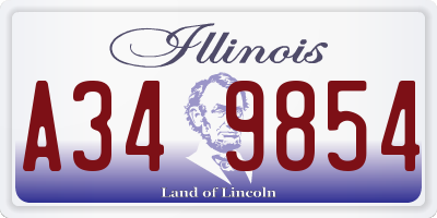 IL license plate A349854
