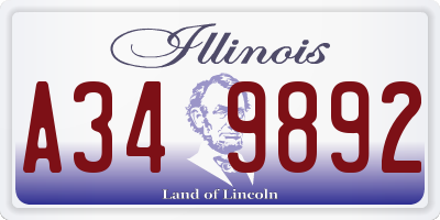 IL license plate A349892