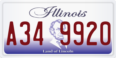 IL license plate A349920