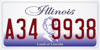 IL license plate A349938