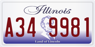 IL license plate A349981
