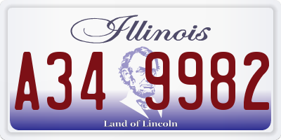 IL license plate A349982