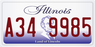 IL license plate A349985