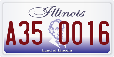 IL license plate A350016