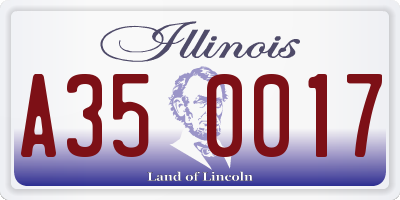 IL license plate A350017