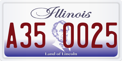 IL license plate A350025