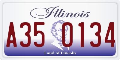 IL license plate A350134