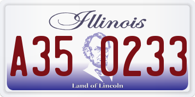 IL license plate A350233