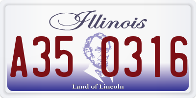 IL license plate A350316