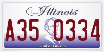 IL license plate A350334
