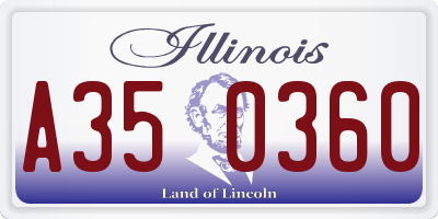 IL license plate A350360