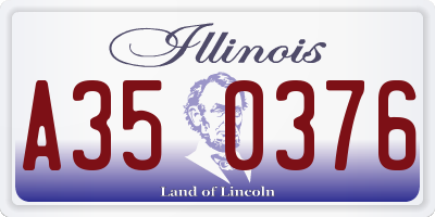 IL license plate A350376