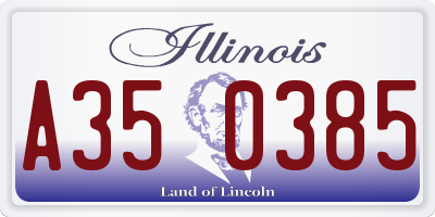 IL license plate A350385