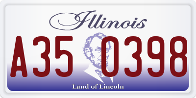 IL license plate A350398