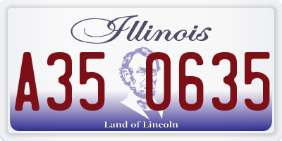 IL license plate A350635