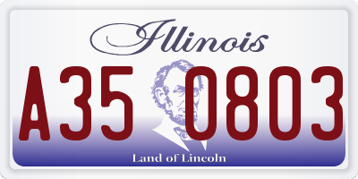 IL license plate A350803