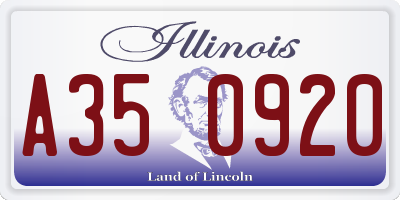 IL license plate A350920