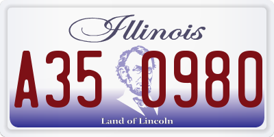 IL license plate A350980
