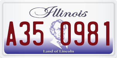 IL license plate A350981