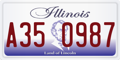 IL license plate A350987