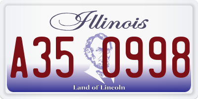 IL license plate A350998