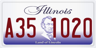 IL license plate A351020