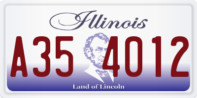 IL license plate A354012