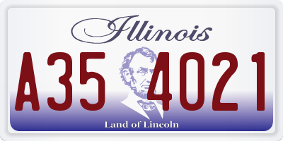 IL license plate A354021