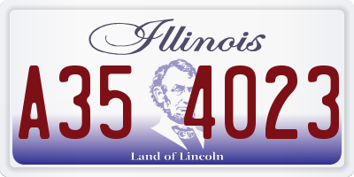 IL license plate A354023