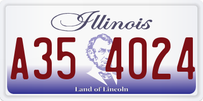 IL license plate A354024