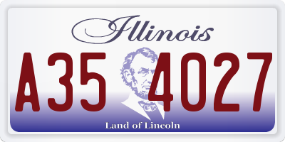IL license plate A354027