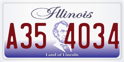 IL license plate A354034