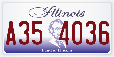 IL license plate A354036