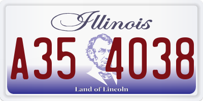 IL license plate A354038