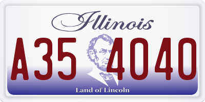 IL license plate A354040