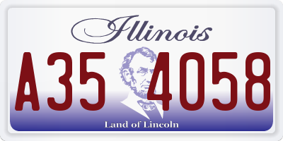 IL license plate A354058