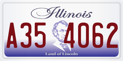 IL license plate A354062