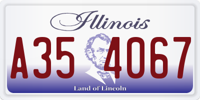 IL license plate A354067