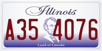 IL license plate A354076