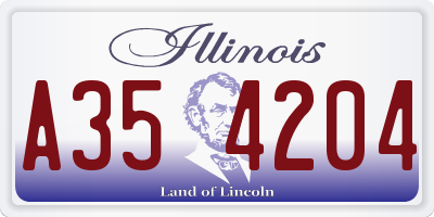 IL license plate A354204