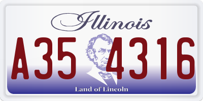 IL license plate A354316