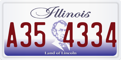 IL license plate A354334