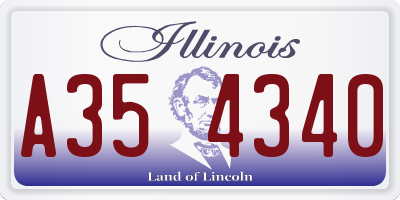 IL license plate A354340