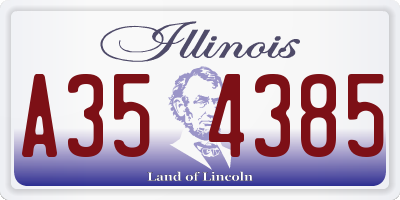 IL license plate A354385