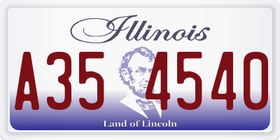 IL license plate A354540