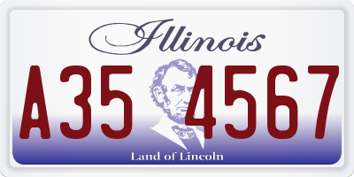 IL license plate A354567