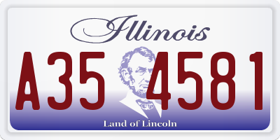 IL license plate A354581