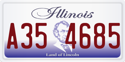 IL license plate A354685