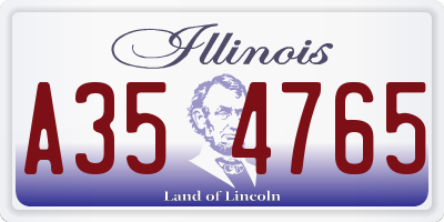 IL license plate A354765