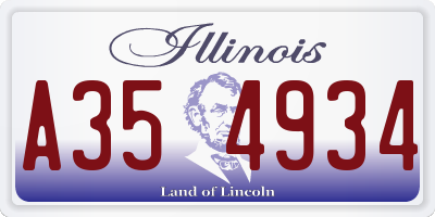 IL license plate A354934